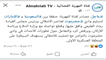 قناة المهرية: مصادر تكشف عن صفقة سعودية–إماراتية لتسليم وادي حضرموت للانتقالي