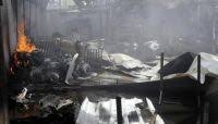 مأرب : استشهاد وإصابة 11 مدنياً بصاروخ حوثي سقط على سوق شعبي وسط مدينة مأرب
