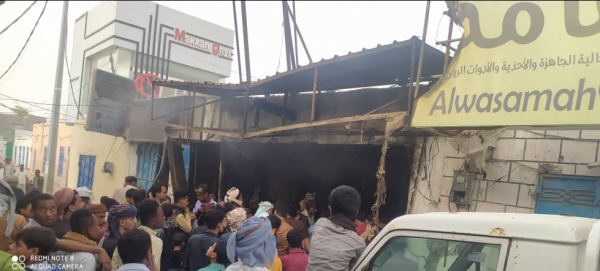 المهرة..اندلاع حريق بمحل تجاري وسط مدينة الغيضة